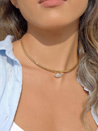 Campbell 18K Gold Non-Tarnish Classic CZ Choker: Yellow Gold / Oval-O