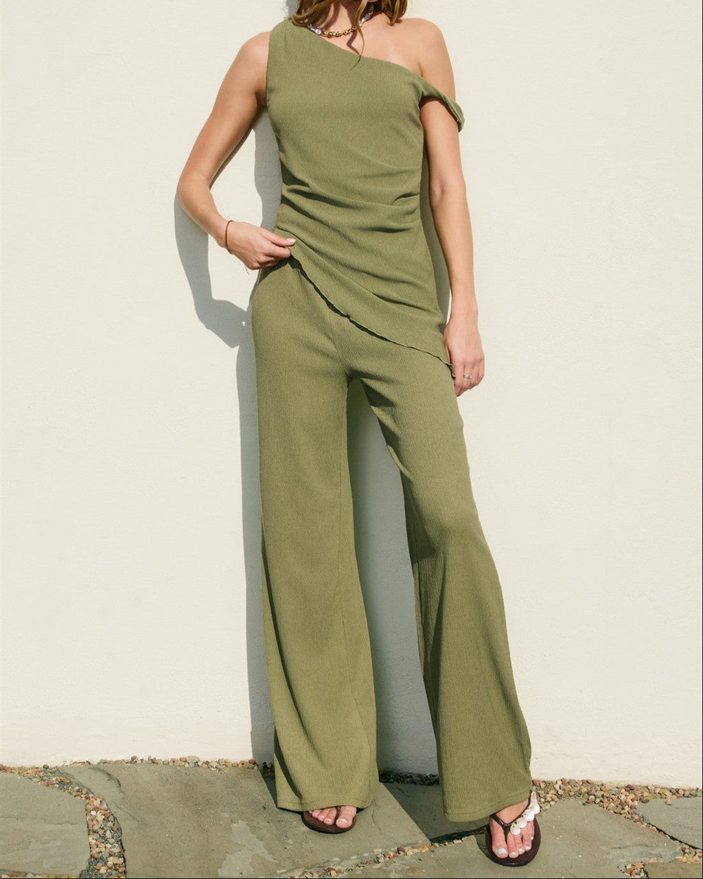 Soft Stretch Relaxed Pull On Pants- Sage