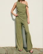 Soft Stretch Relaxed Pull On Pants- Sage