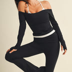 Active Off Shoulder Double Layered Top