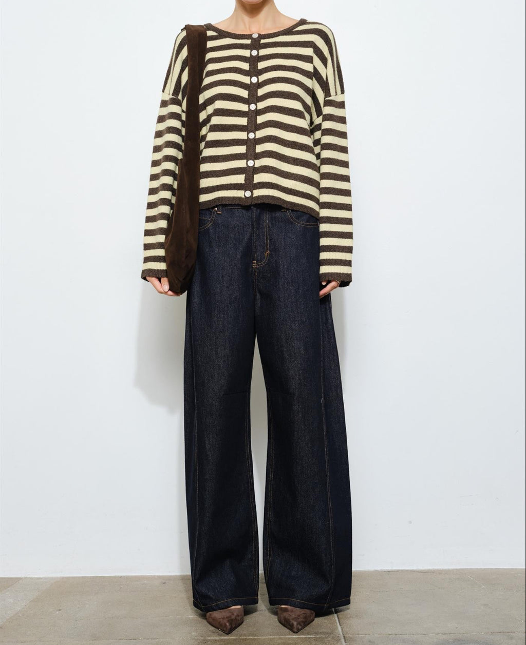 Paisley Striped Boxy Button Up Cardigan