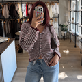 Cider Season Cardigan- Burgundy Stripe