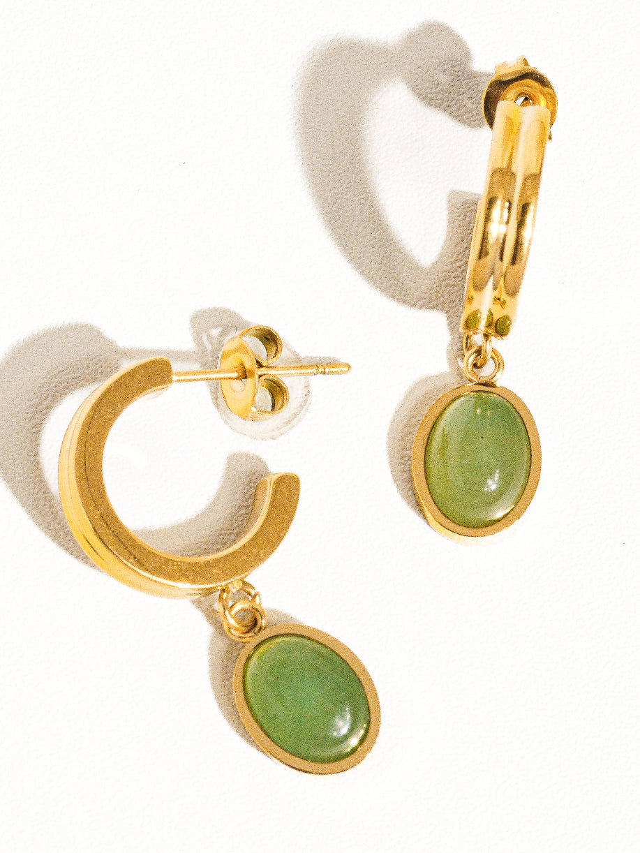 Whitnee Dainty Round Stone Earrings