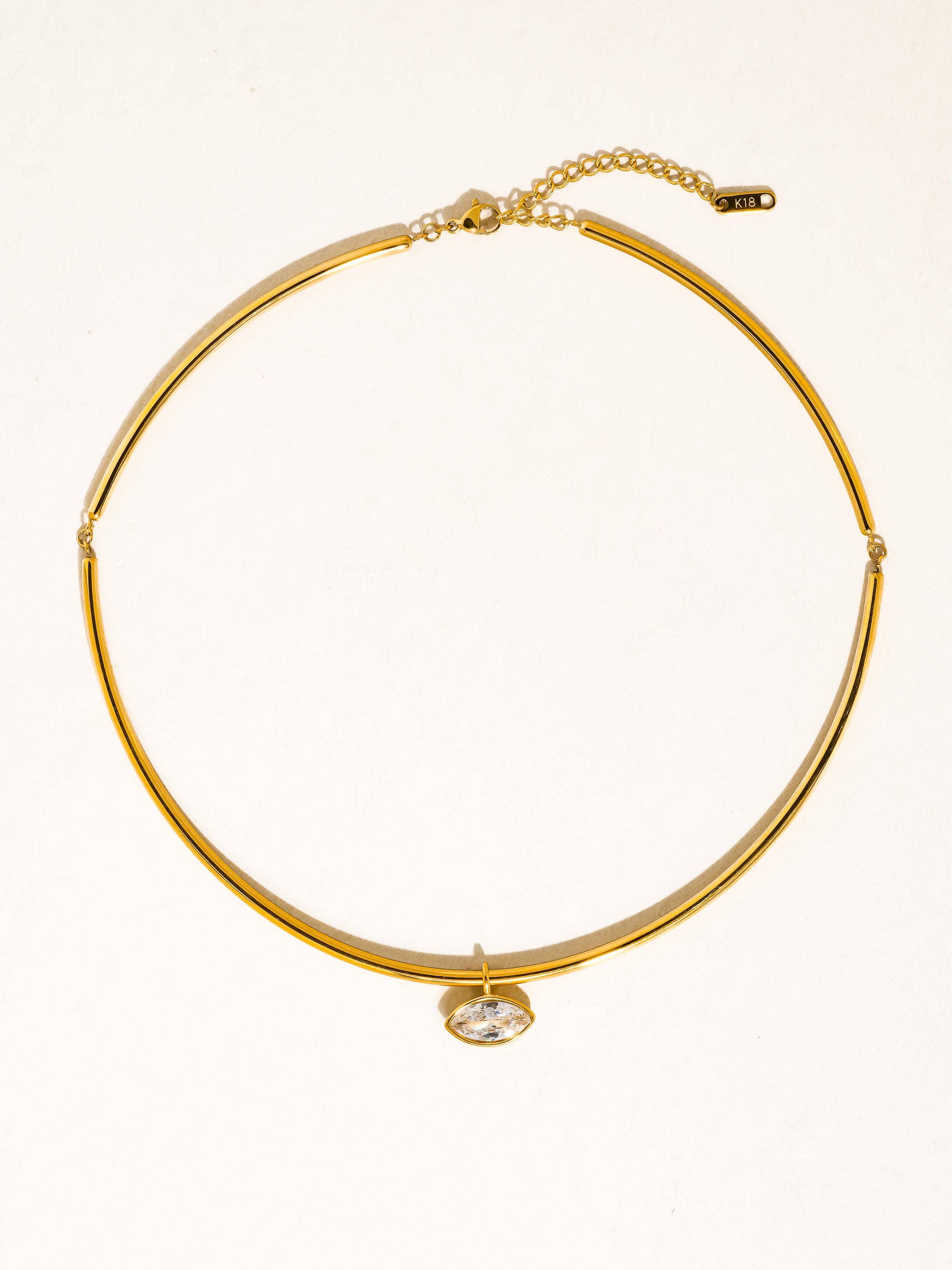 Campbell 18K Gold Non-Tarnish Classic CZ Choker: Yellow Gold / Oval-O