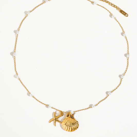 Seashell & Sea Star Pearl Necklace