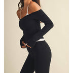 Active Off Shoulder Double Layered Top