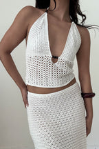 Ivory Crochet Skirt Set