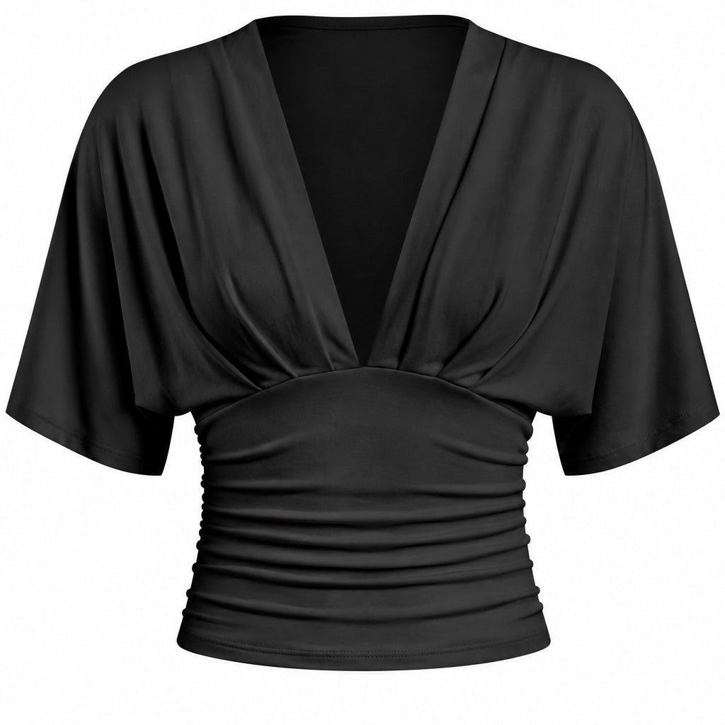 Off Duty Plunging Top- Black