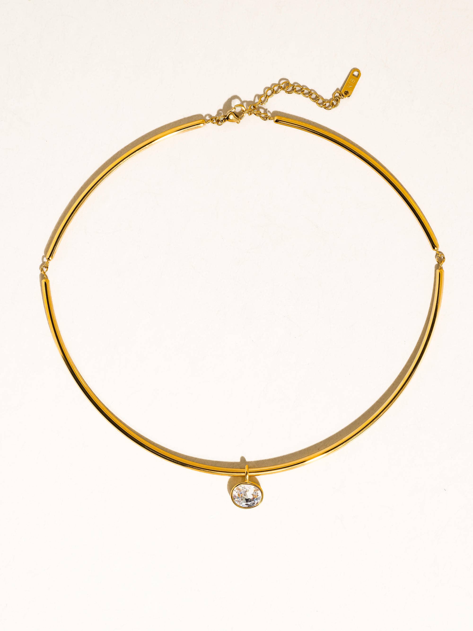 Campbell 18K Gold Non-Tarnish Classic CZ Choker: Yellow Gold / Oval-O