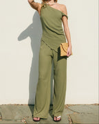 Soft Stretch Relaxed Pull On Pants- Sage