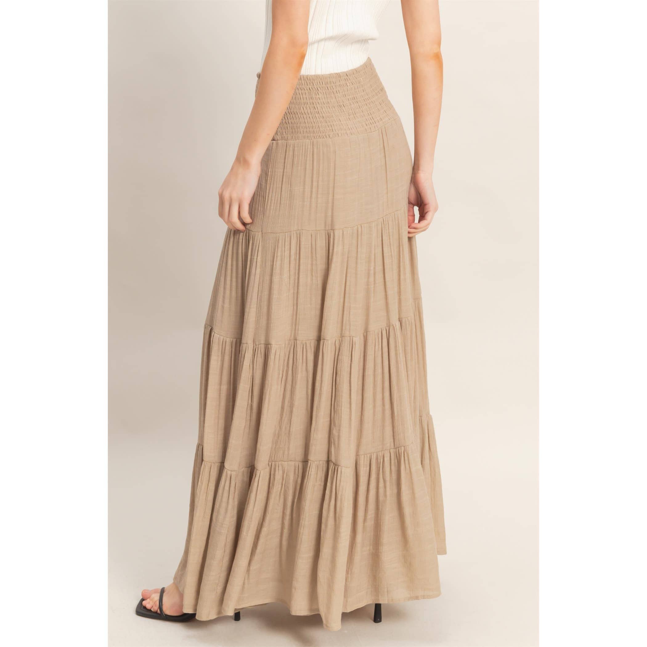 Highwaist Drawstring Tiered Skirt