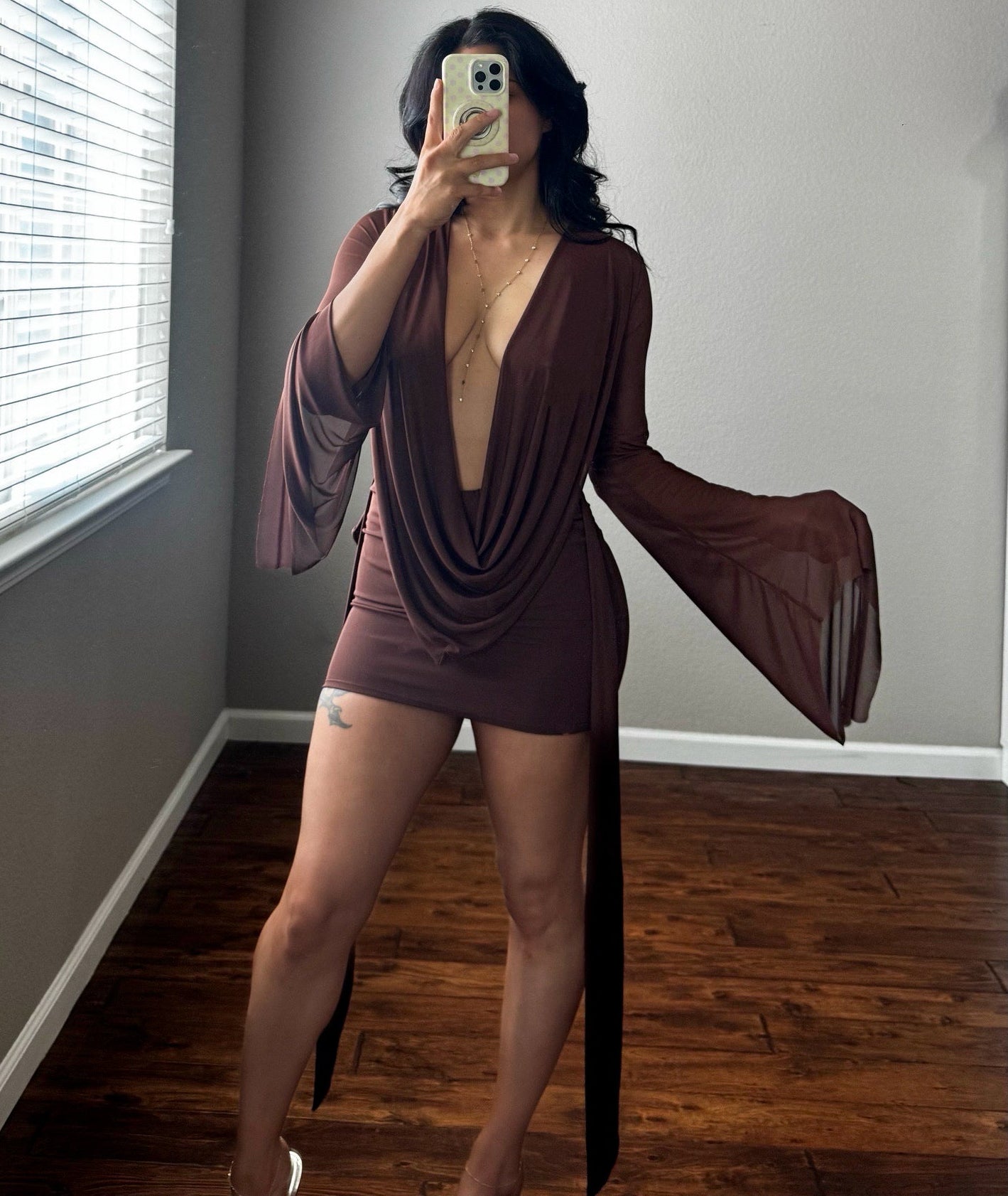 Main Character Mini Dress- Mocha