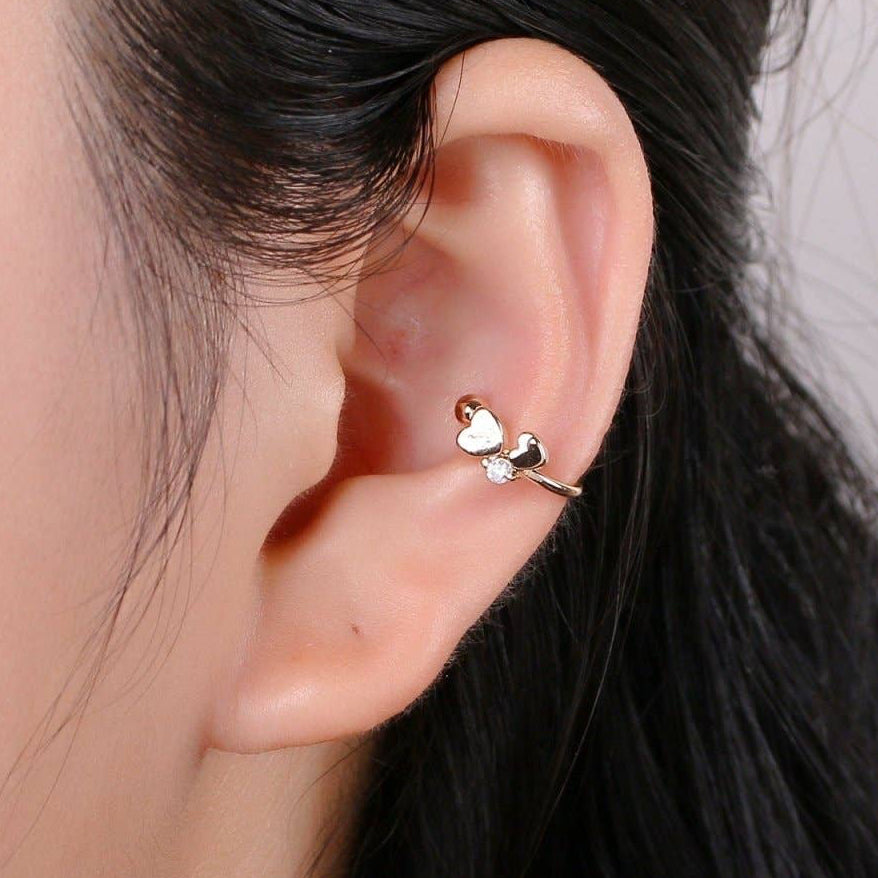 Double Heart Ear Cuff