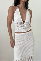 Ivory Crochet Skirt Set