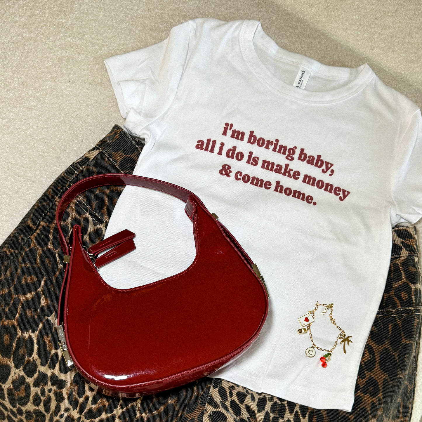 I'm Boring Micro Rib Baby Tee