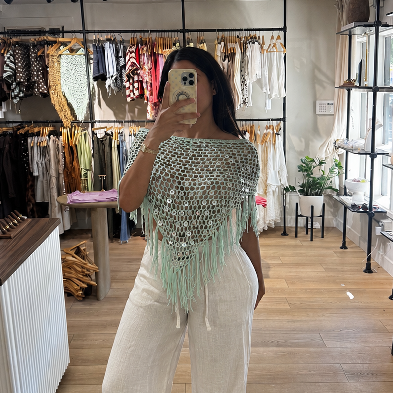 Seaside Poncho top- Mint