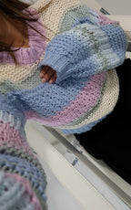 Coziest Striped Sweater- Lilac Combo