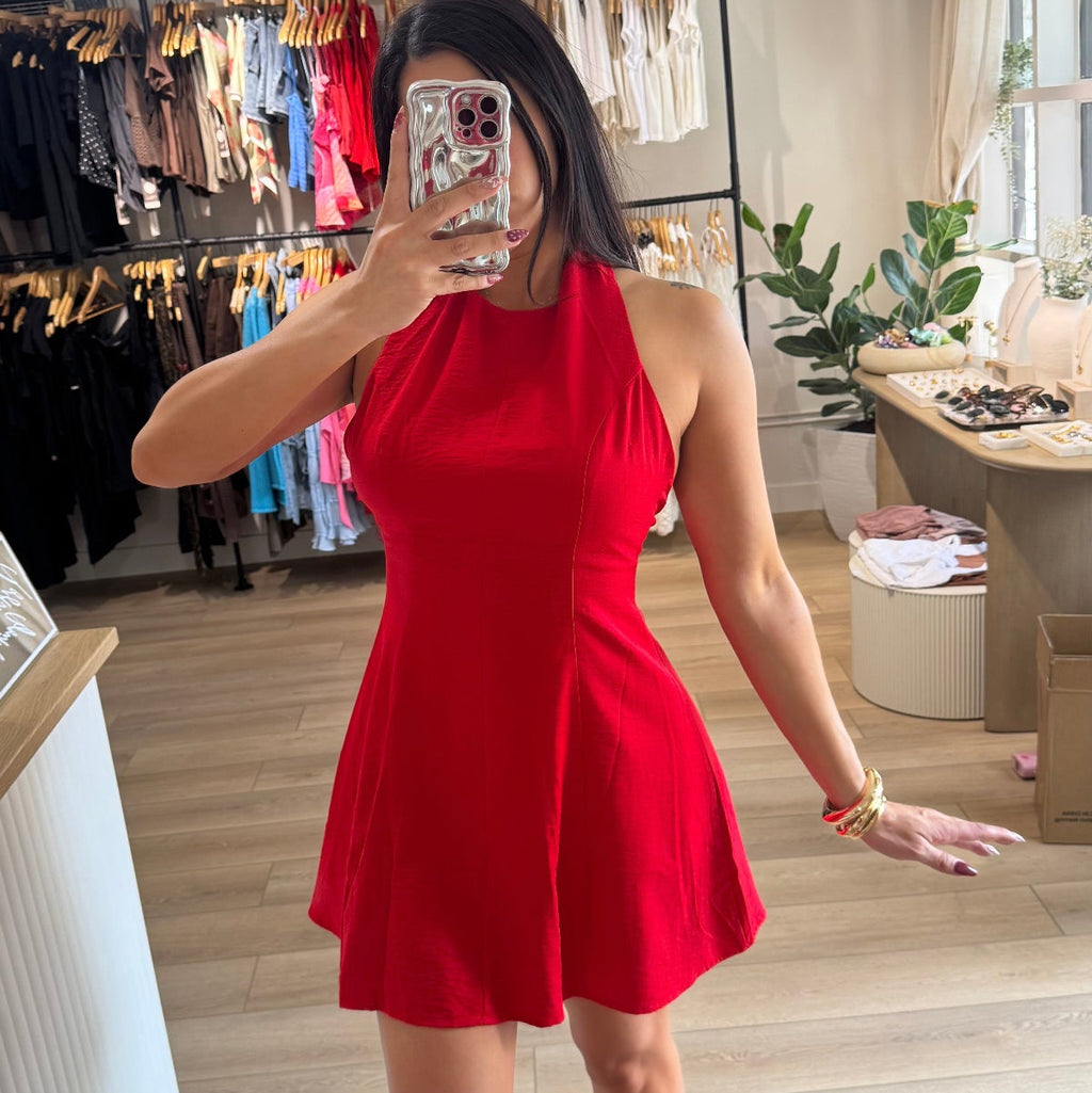 Cherry Halter Mini Dress