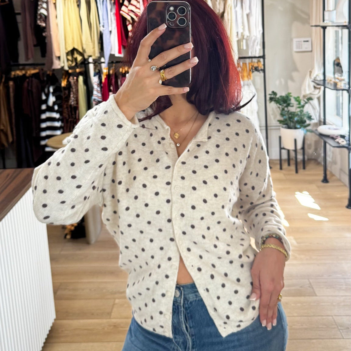 Cider Season Cardigan- Polka Dot