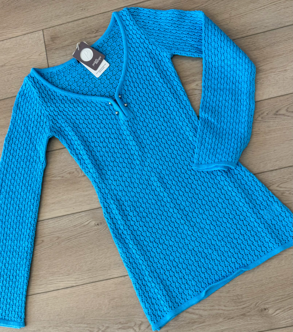 Aqua Crochet Mini Dress