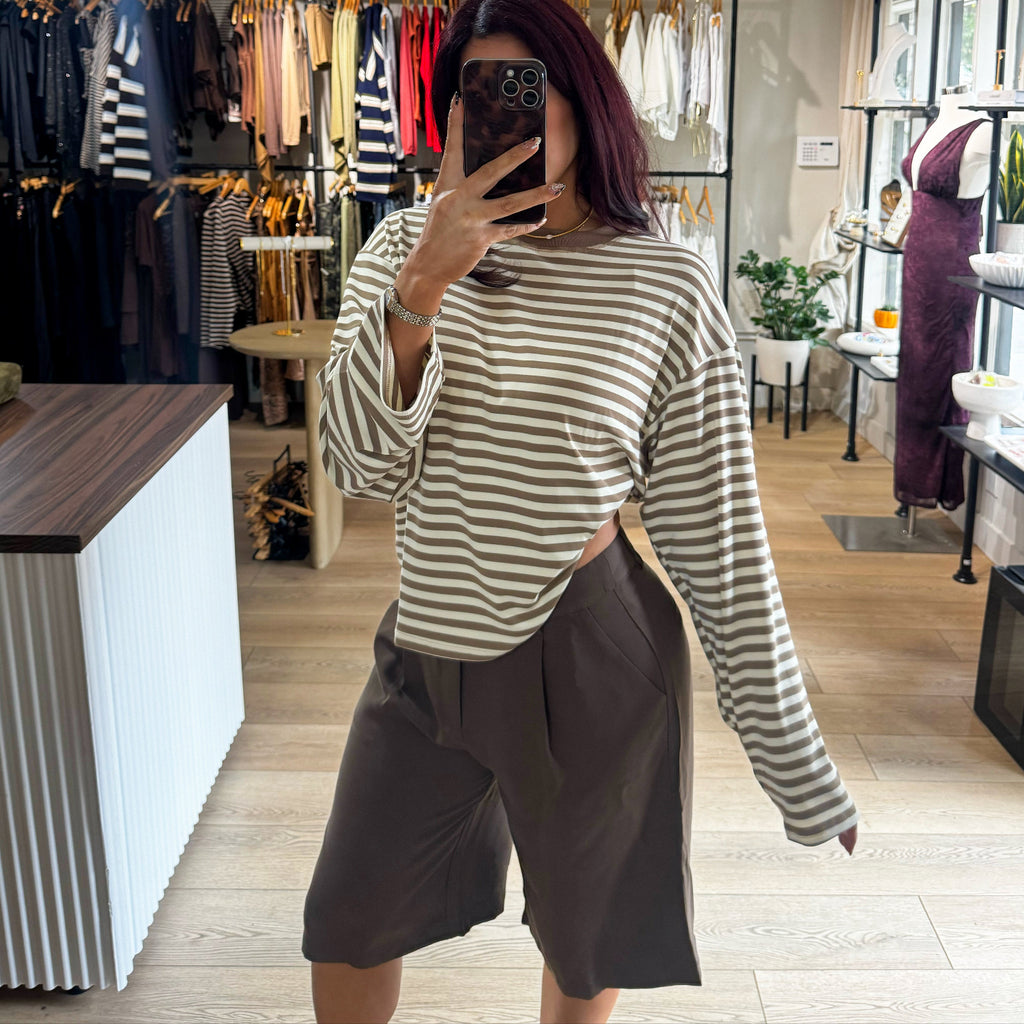 Moodboard Trouser Shorts- Brown