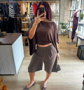 Moodboard Trouser Shorts- Brown