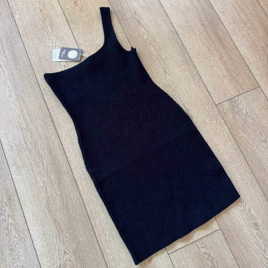 One Shoulder Mini Dress- Black