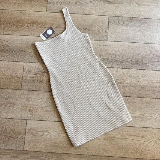 One Shoulder Mini Dress- Tan