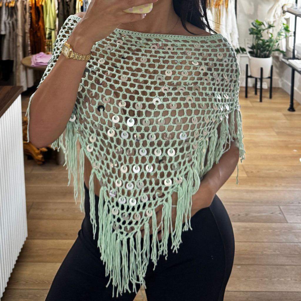 Seaside Poncho top- Mint