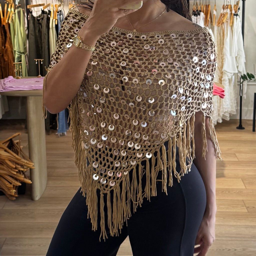 Seaside Poncho Top- Taupe