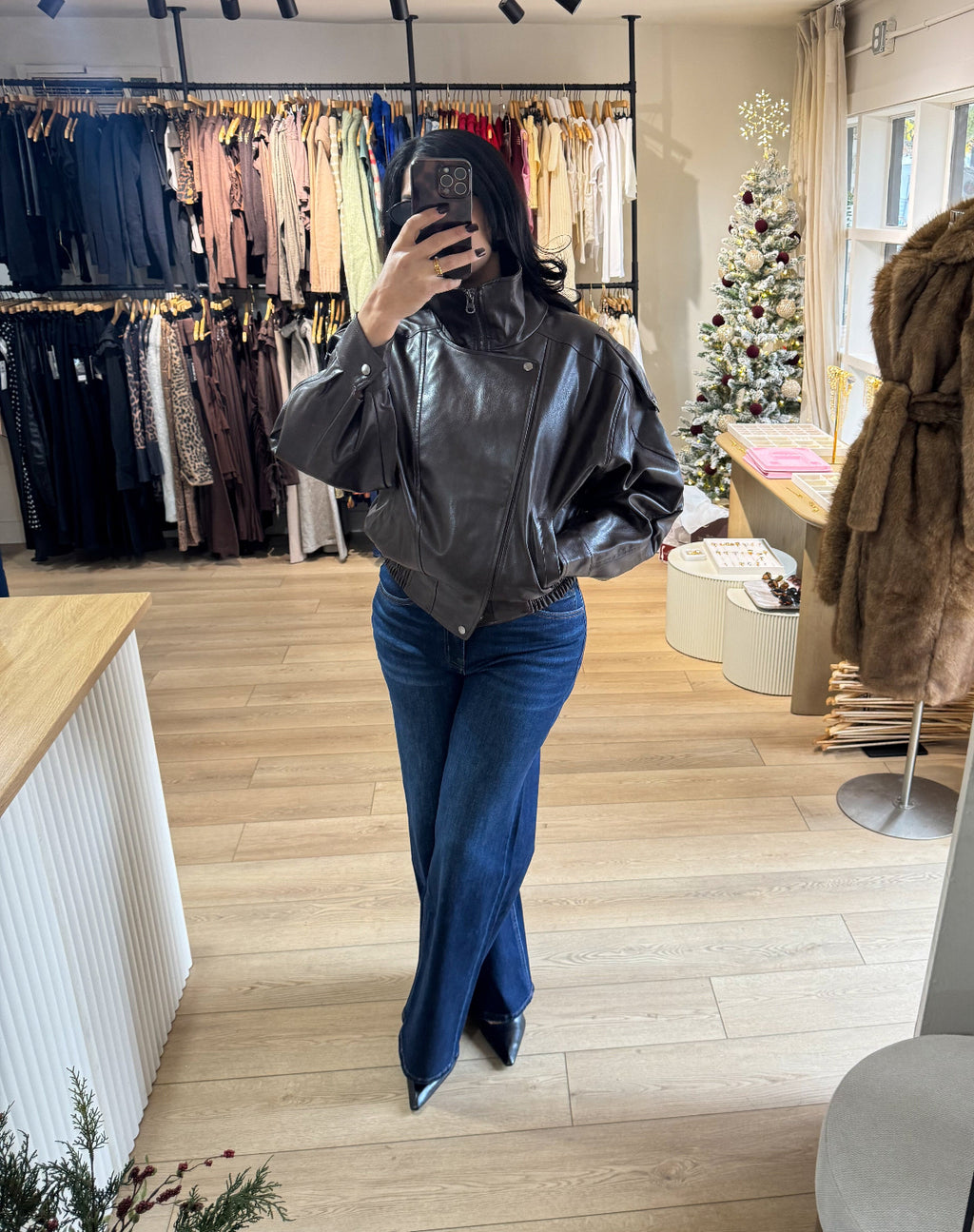 Dark Wash Wide Leg Denim Jeans