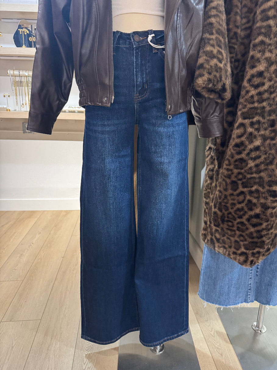 Dark Wash Wide Leg Denim Jeans