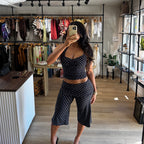 Polka Dot Sweetheart Neck Halter Top