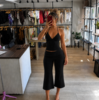 Off Duty Gaucho Pant Set- Black