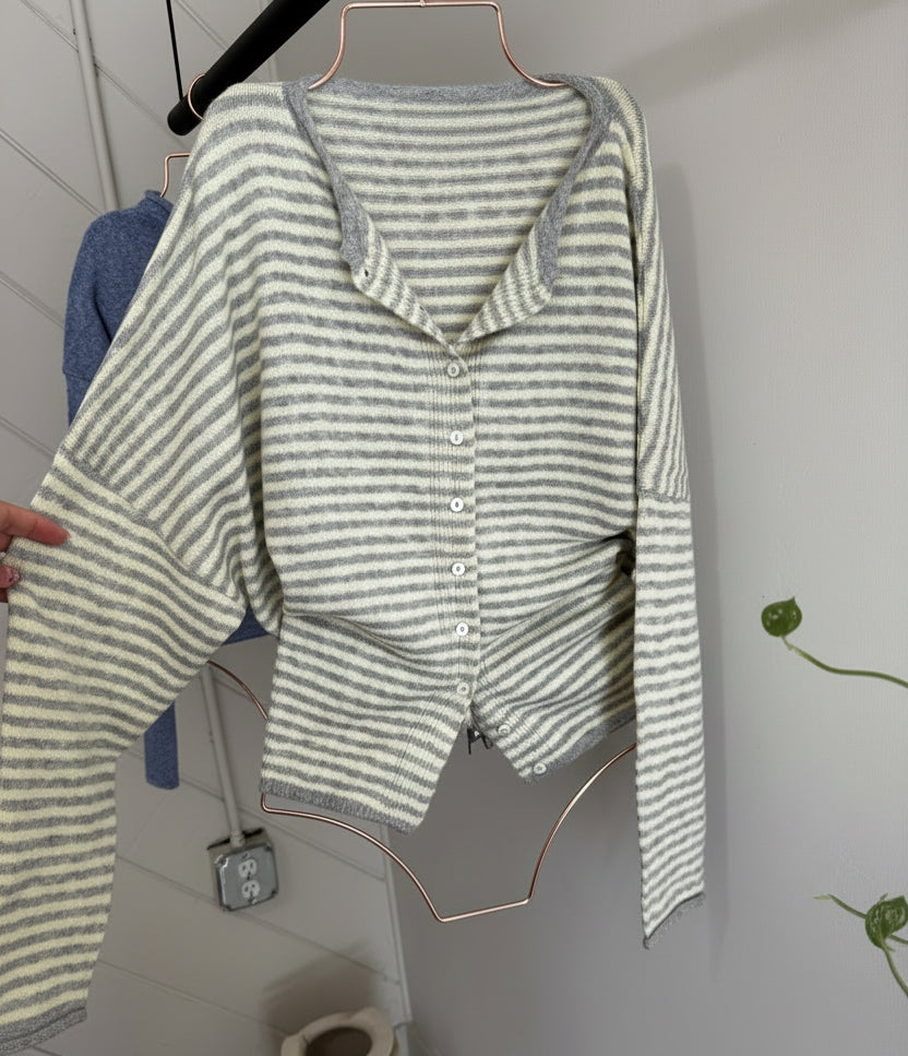 Cider Season Cardigan- Grey/ Yellow