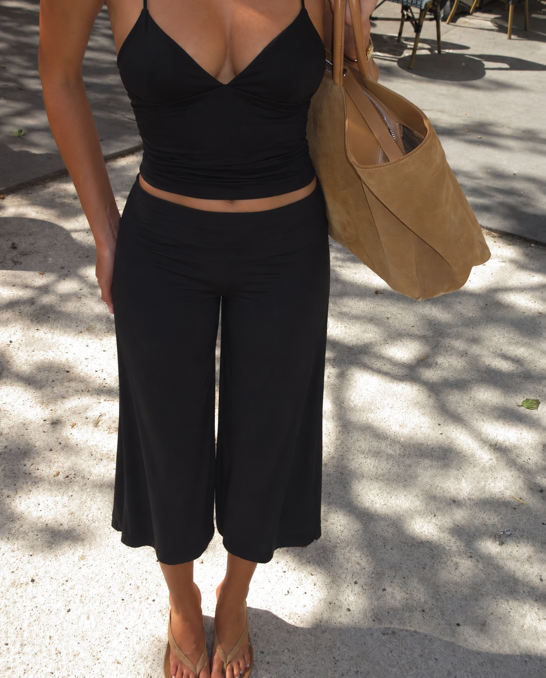 Off Duty Gaucho Pant Set- Black