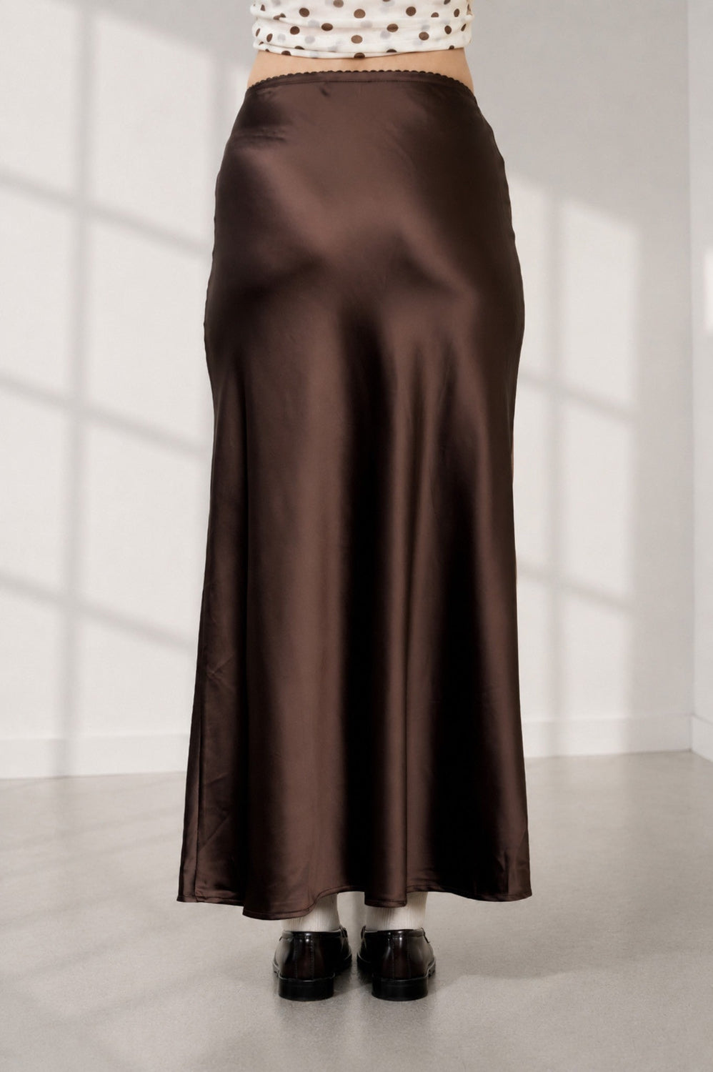 Satin Slip Maxi Skirt- Chocolate