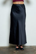 Satin Slip Maxi Skirt- Black