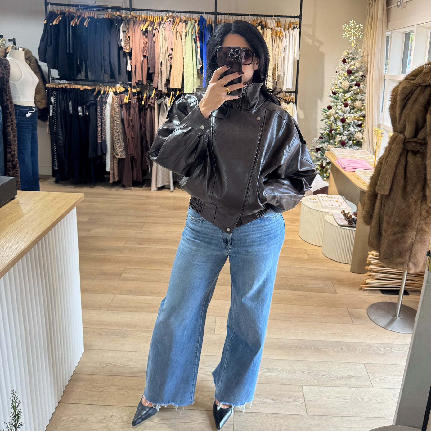 Medium Wash Wide Leg Denim Jeans