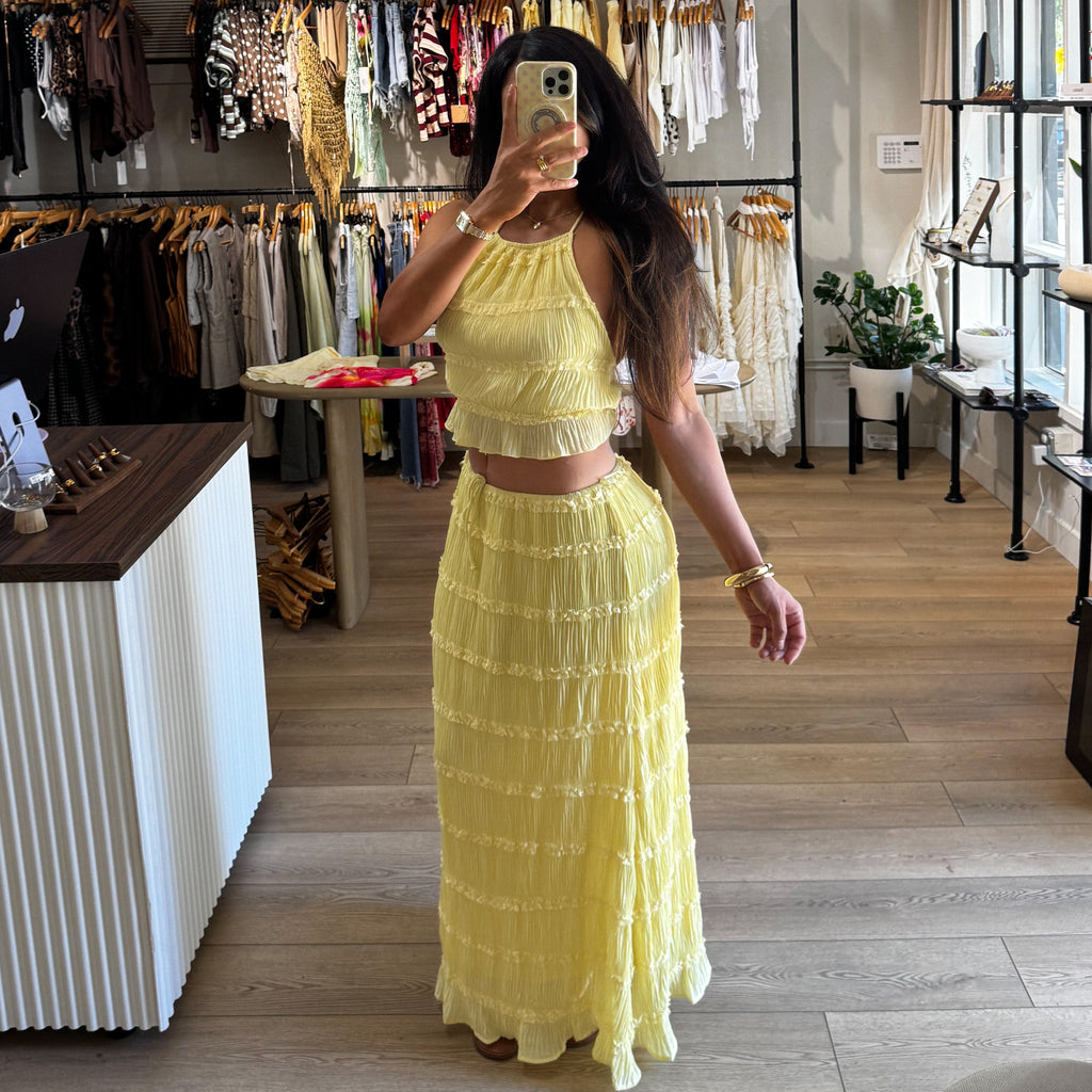 Tuscany Crinkle Skirt- Lemon Butter