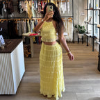 Tuscany Crinkle Skirt- Lemon Butter