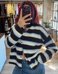Cider Season Cardigan- Blue Brown