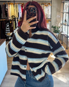 Cider Season Cardigan- Blue Brown