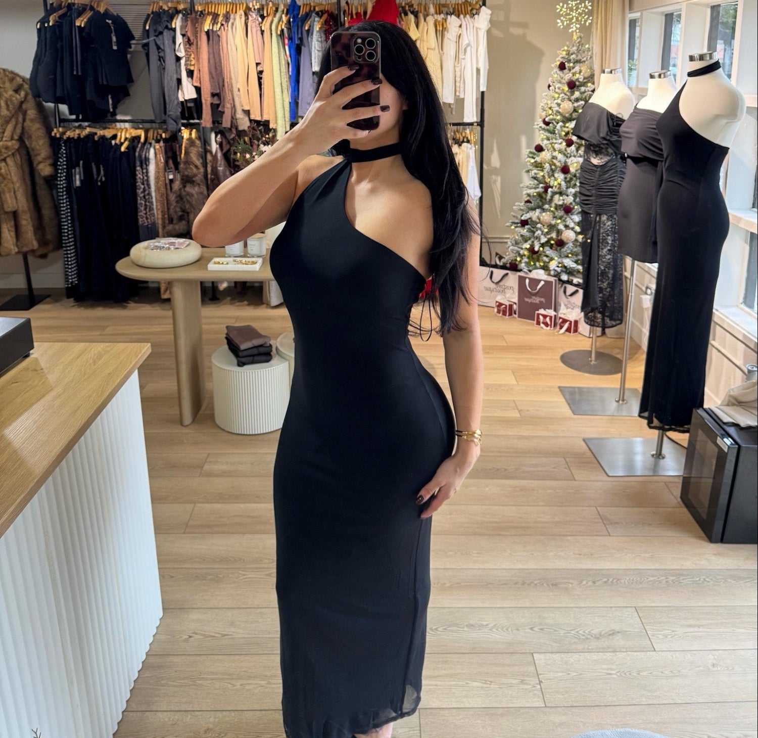 Lady in Black Maxi Dress