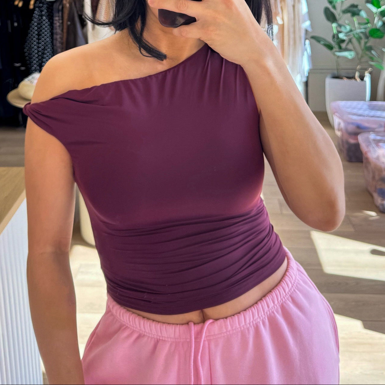 Merlot One Shoulder Top