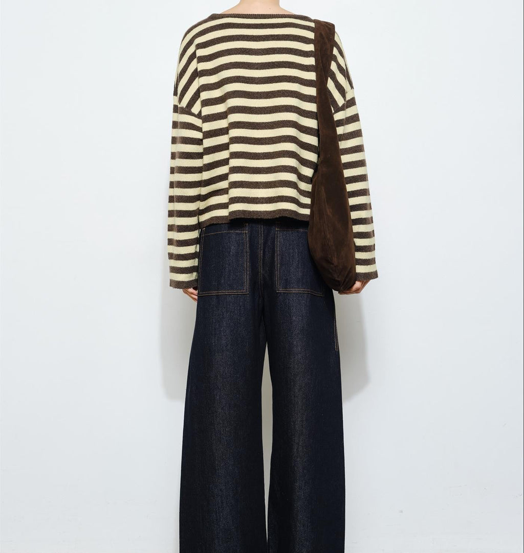 Paisley Striped Boxy Button Up Cardigan