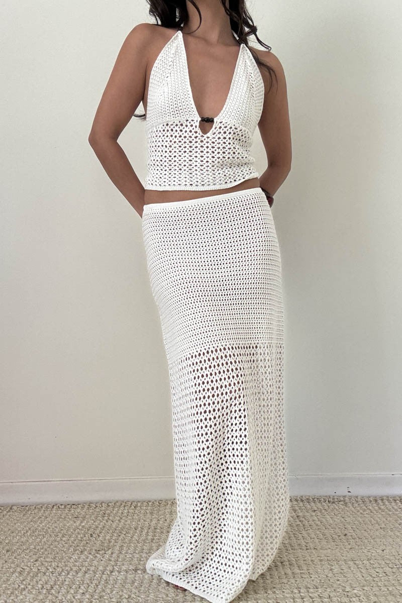 Ivory Crochet Maxi Skirt