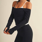 Active Off Shoulder Double Layered Top