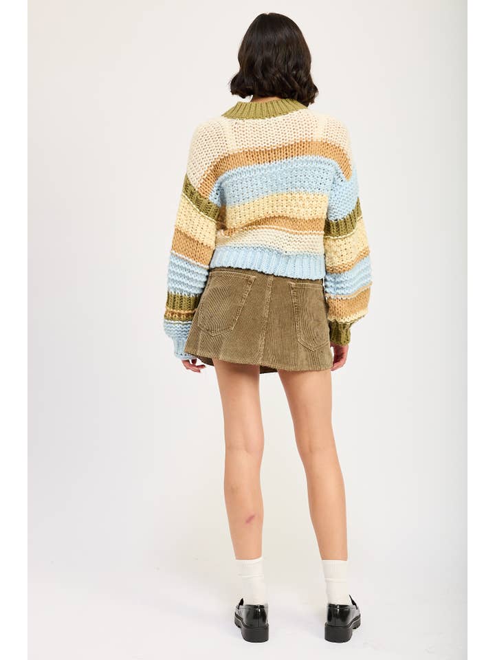 Coziest Striped Sweater - Yellow Combo