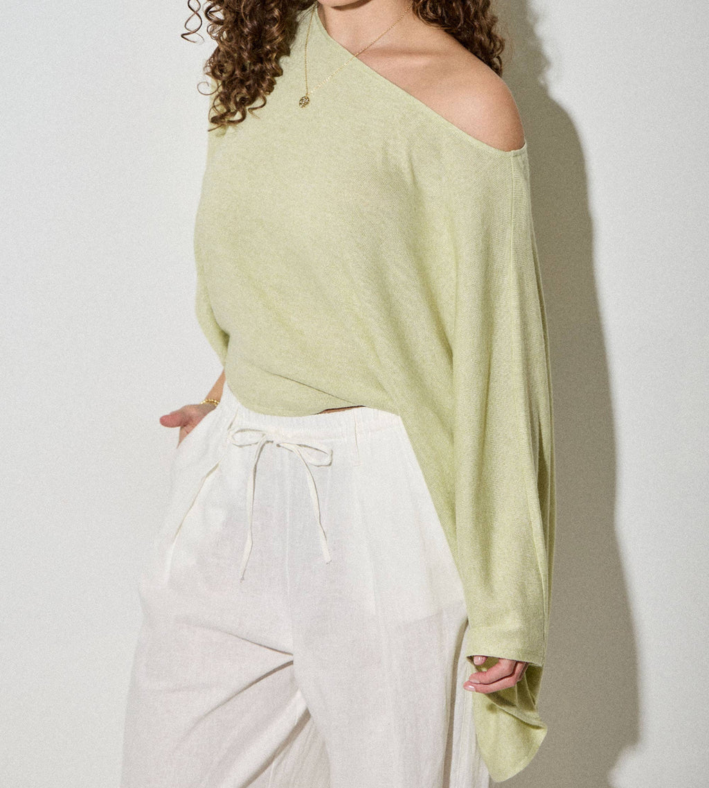 Spring Fling One Shoulder Top- Sage